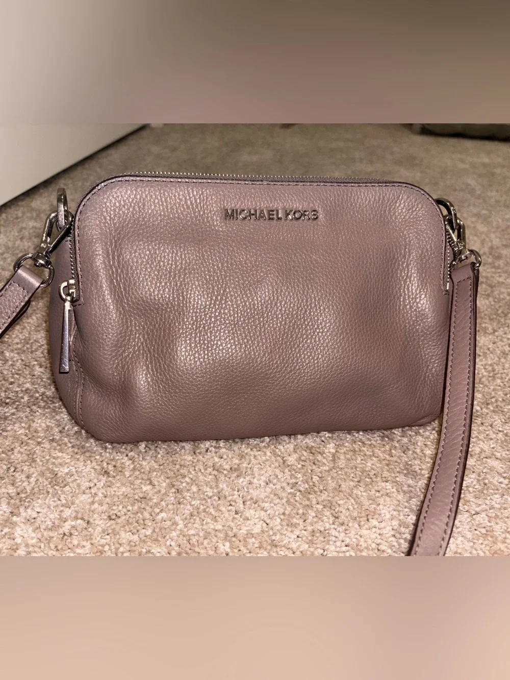 Michael Kors Taupe Leather Cross Body Purse